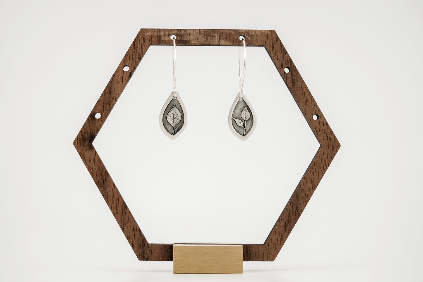 Earrings, Engraved Leaf Earrings
