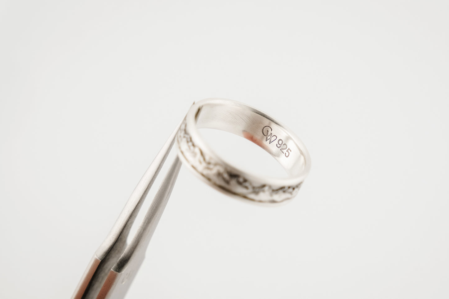 Ring, Engraved "Mountains" Sterling Silver Ring