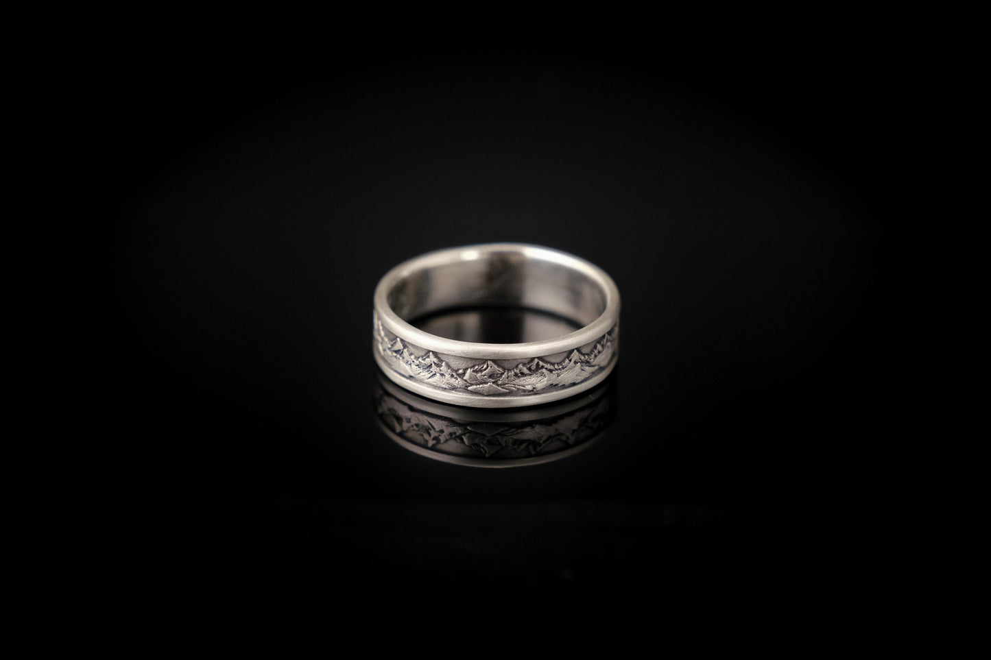 Ring, Engraved "Mountains" Sterling Silver Ring
