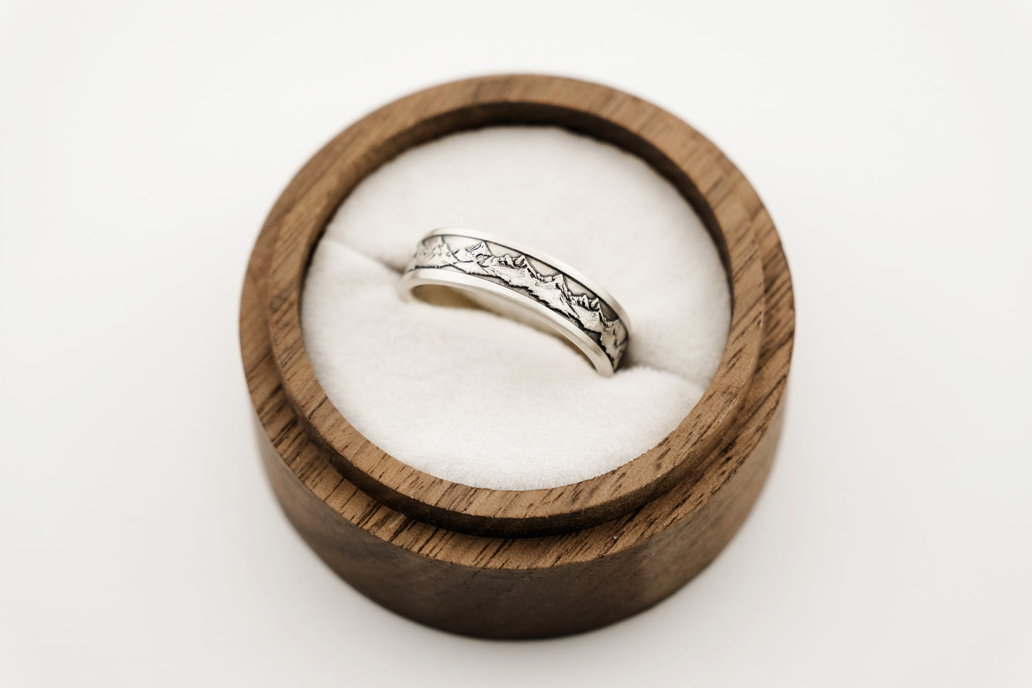 Ring, Engraved "Mountains" Sterling Silver Ring