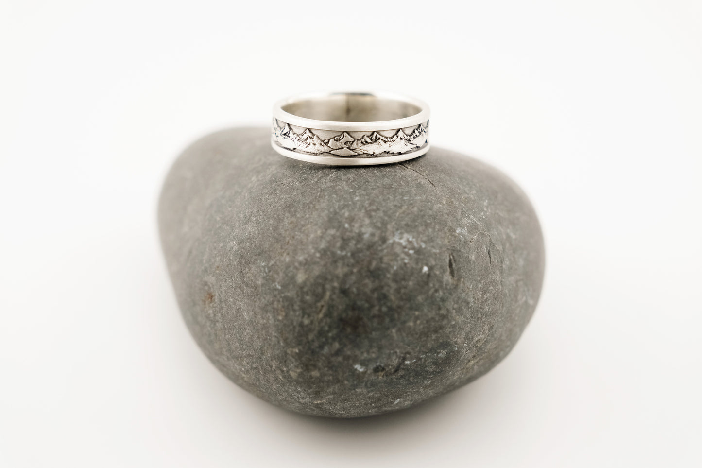 Ring, Engraved "Mountains" Sterling Silver Ring
