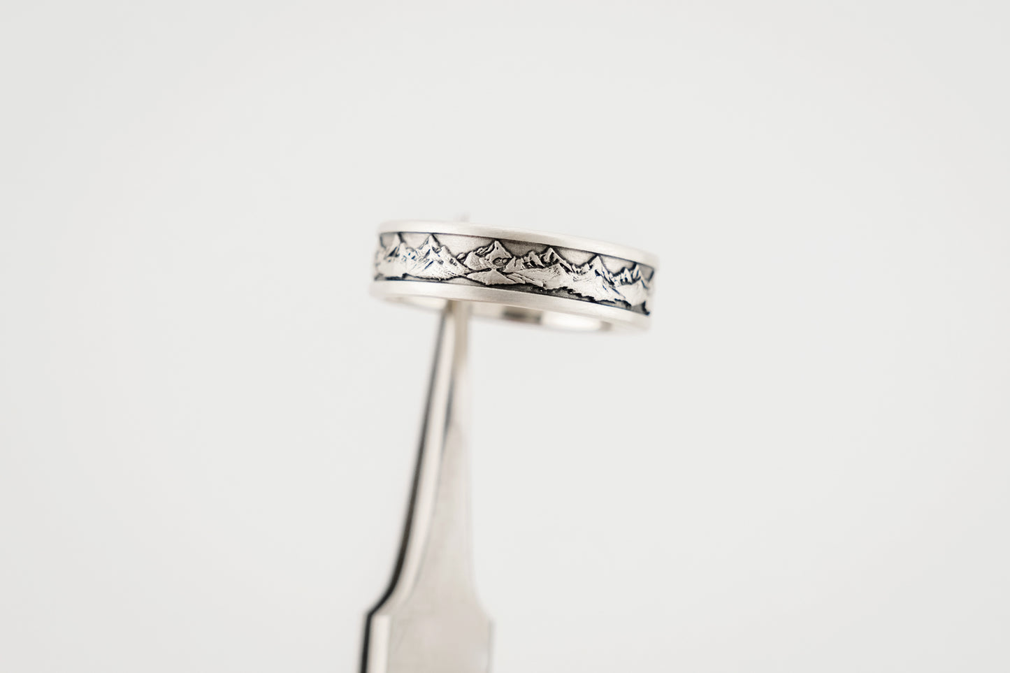 Ring, Engraved "Mountains" Sterling Silver Ring