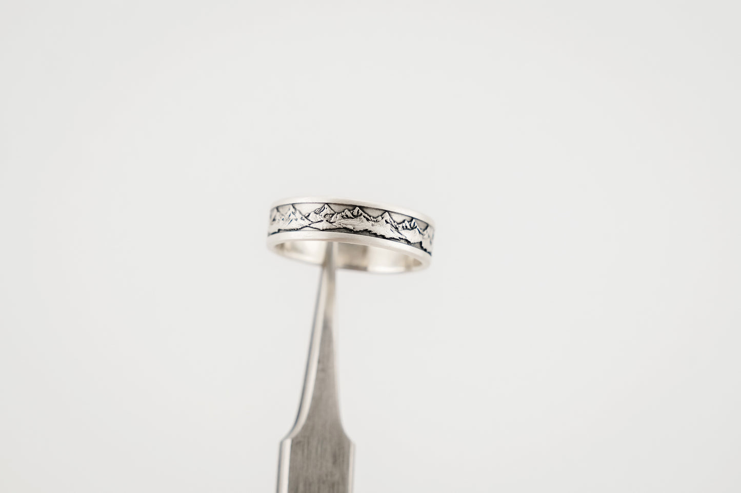 Ring, Engraved "Mountains" Sterling Silver Ring