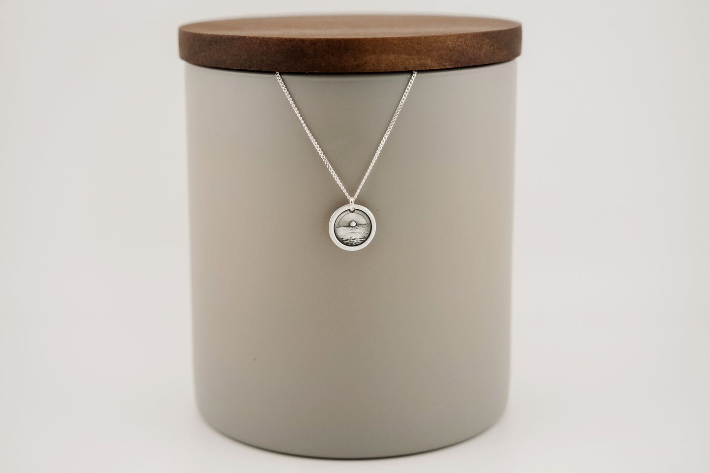 Necklace, Engraved Ocean Sunset Necklace