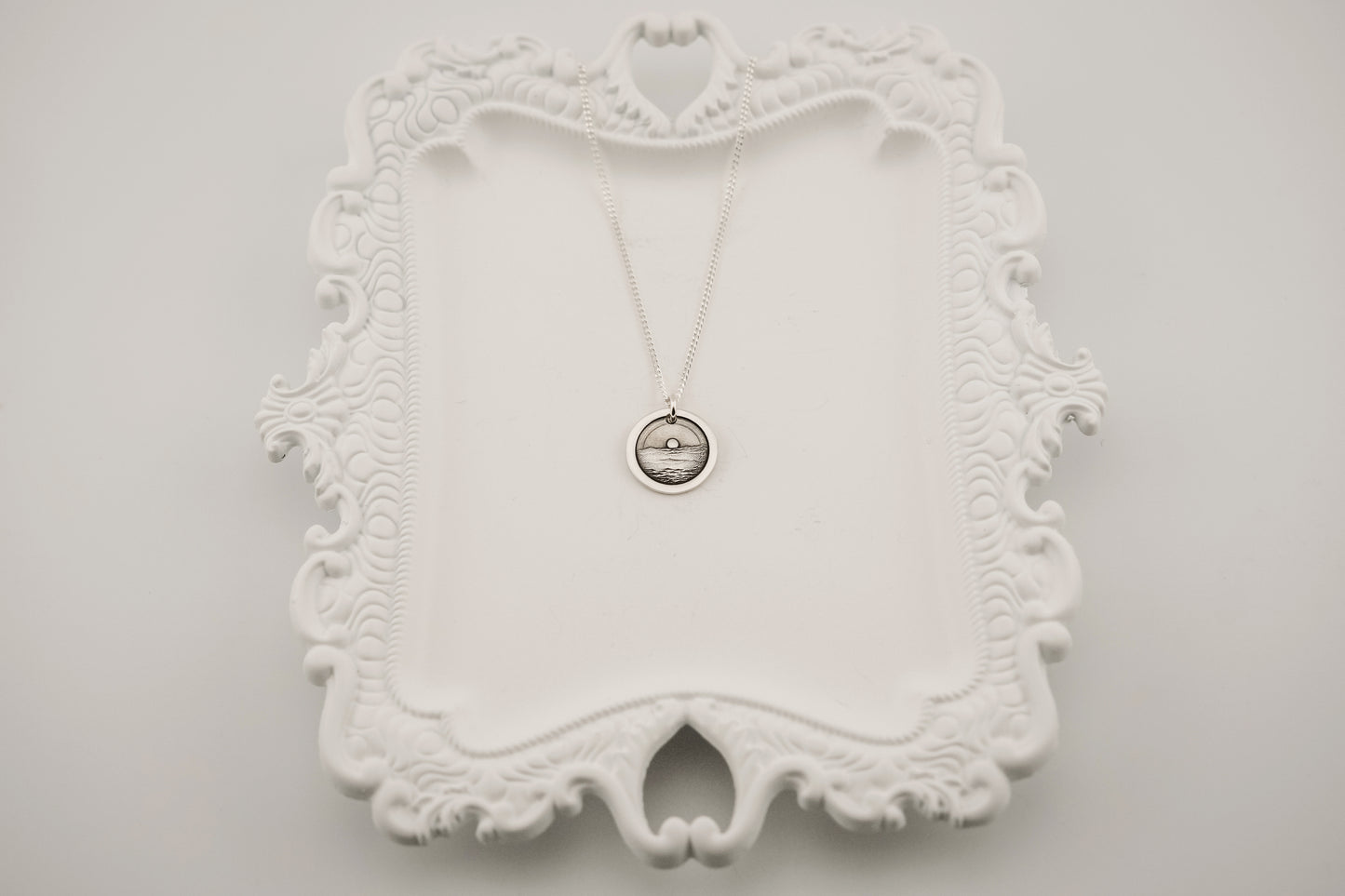 Necklace, Engraved Ocean Sunset Necklace