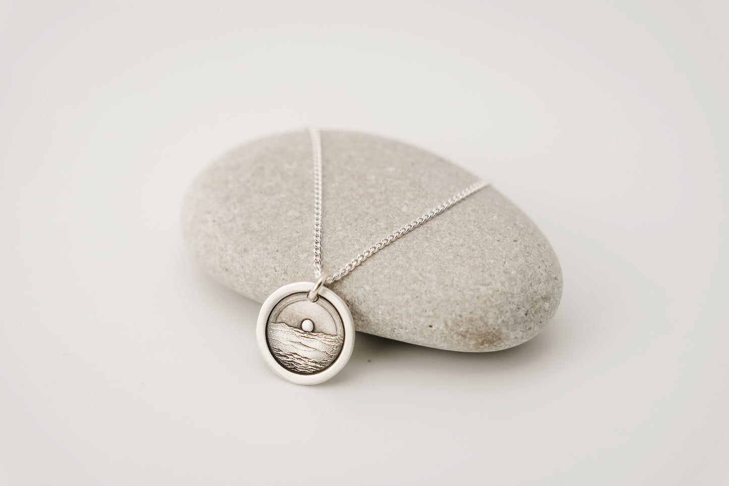 Necklace, Engraved Ocean Sunset Necklace