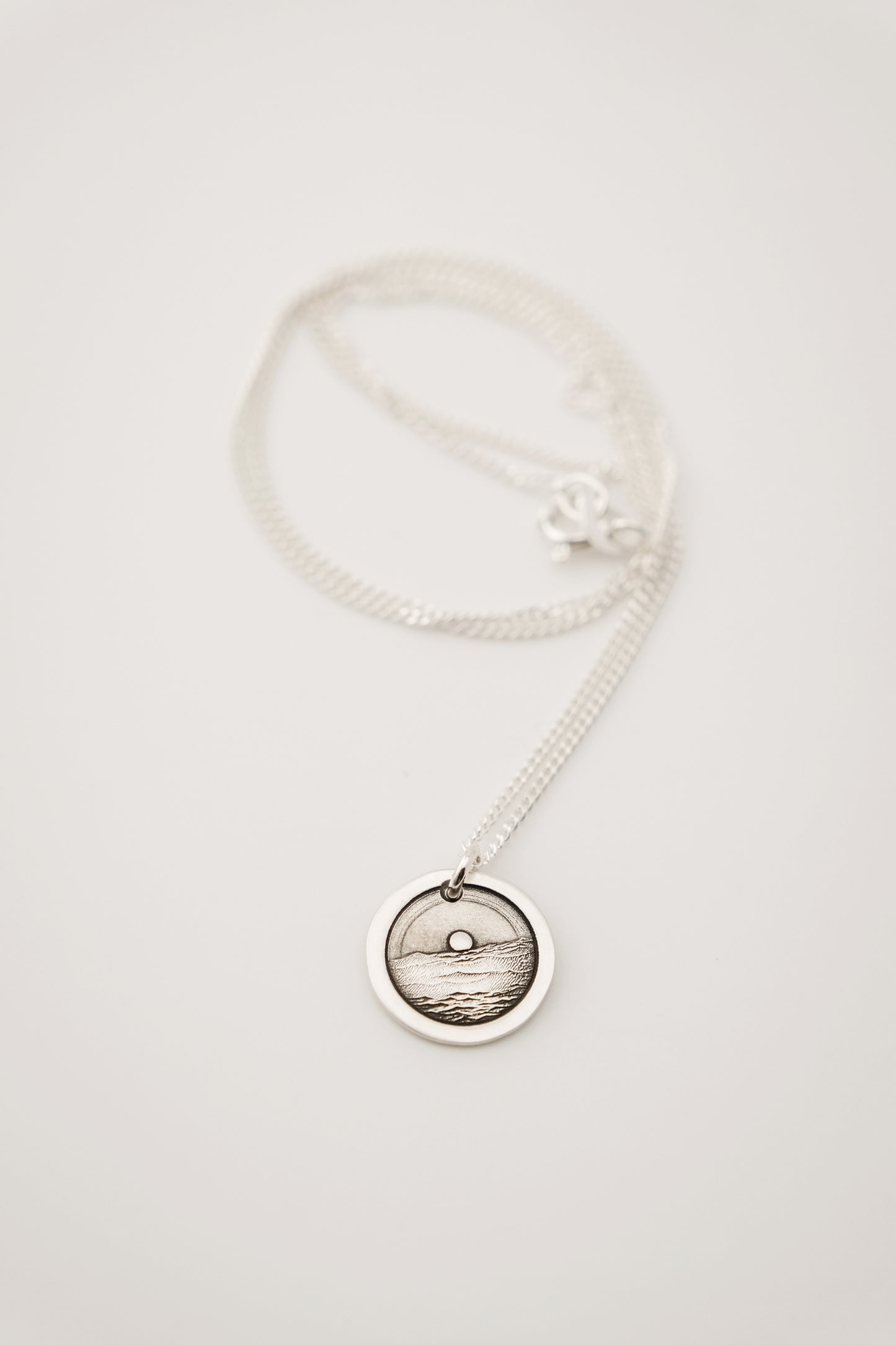 Necklace, Engraved Ocean Sunset Necklace