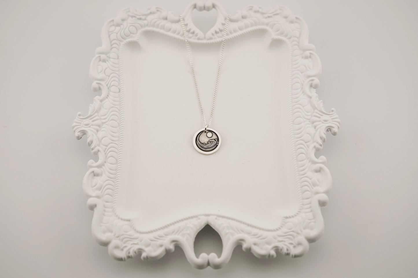 Necklace, Engraved Ocean Wave Necklace