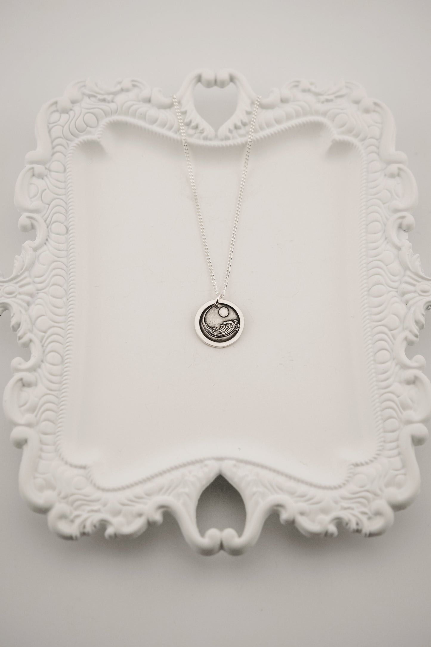 Necklace, Engraved Ocean Wave Necklace