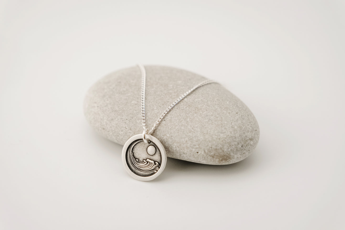 Necklace, Engraved Ocean Wave Necklace
