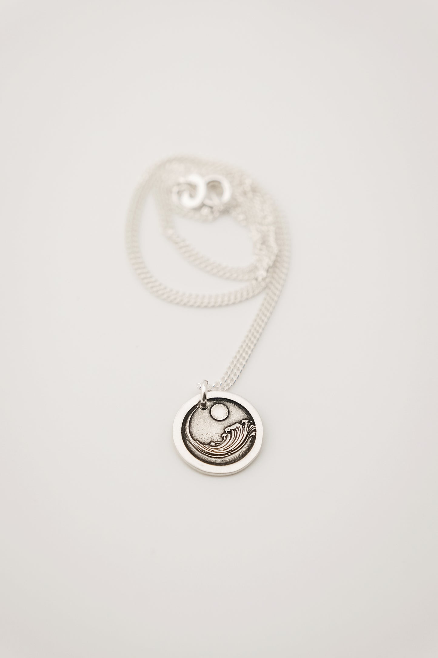Necklace, Engraved Ocean Wave Necklace