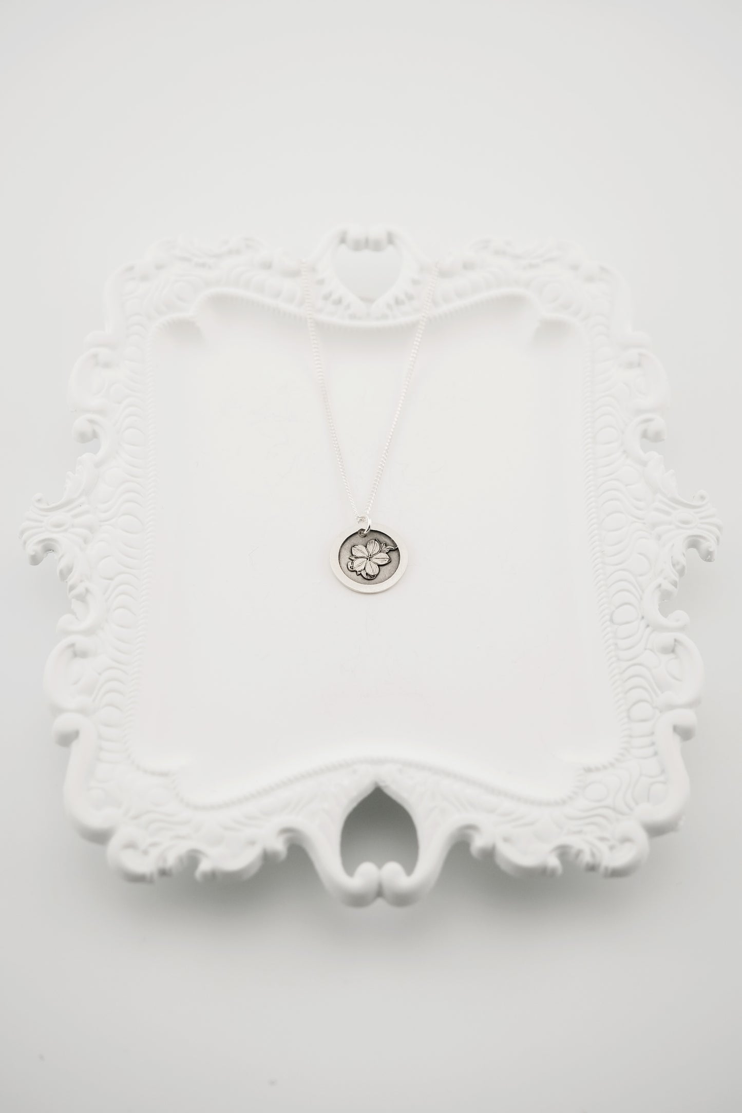Necklace, Engraved Plumeria Necklace (round)