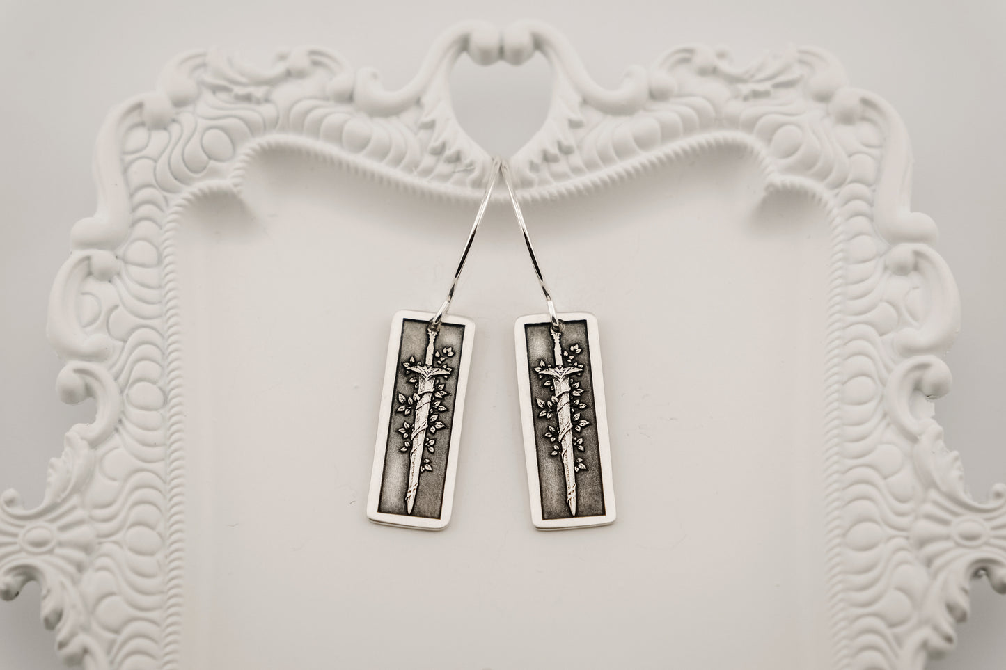 Earrings, Engraved Sword and Vine 1 Earrings