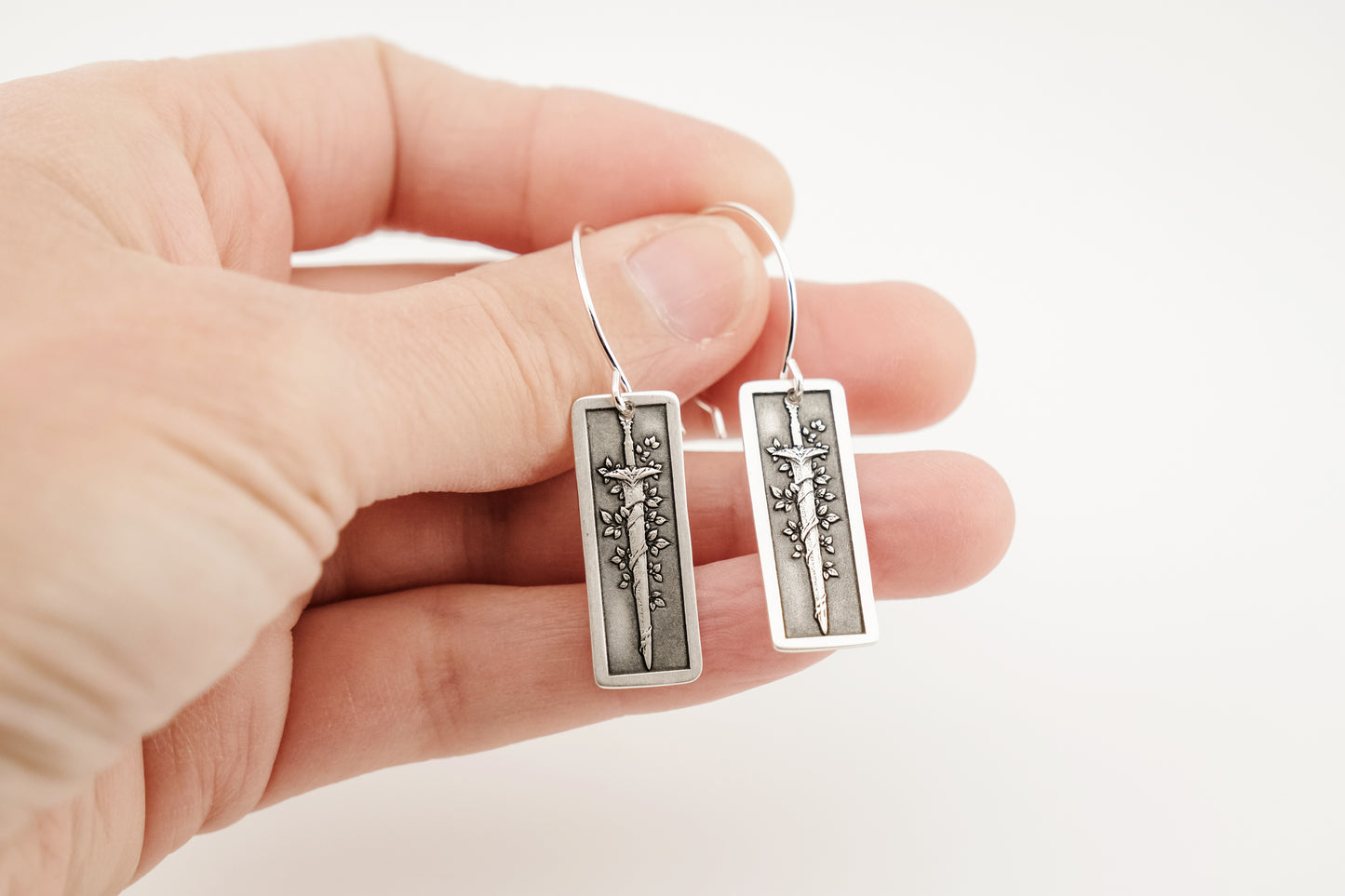 Earrings, Engraved Sword and Vine 1 Earrings