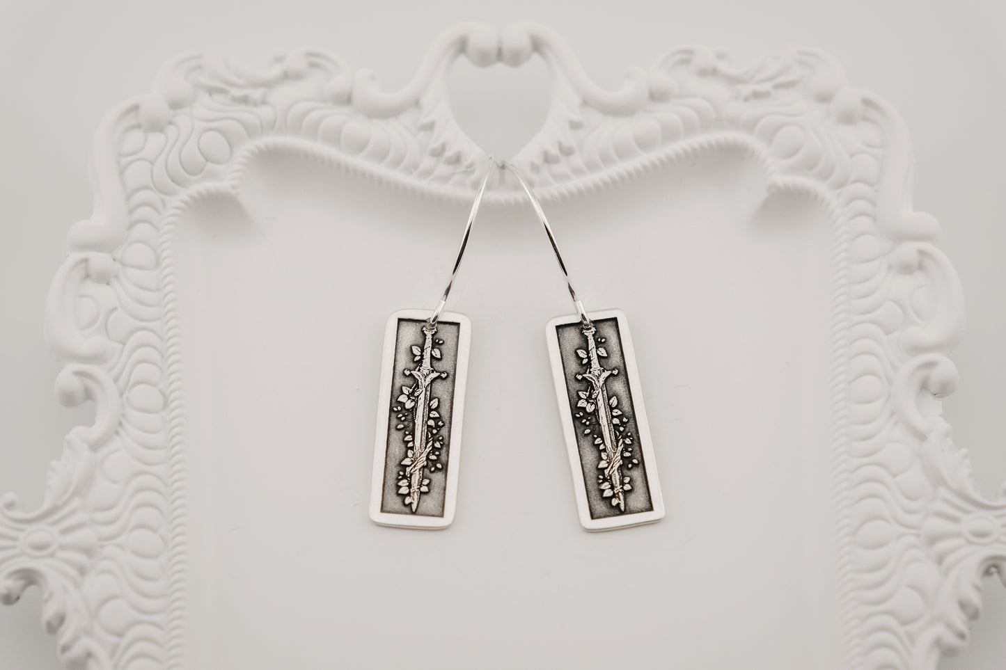 Earrings, Engraved Sword and Vine 2 Earrings