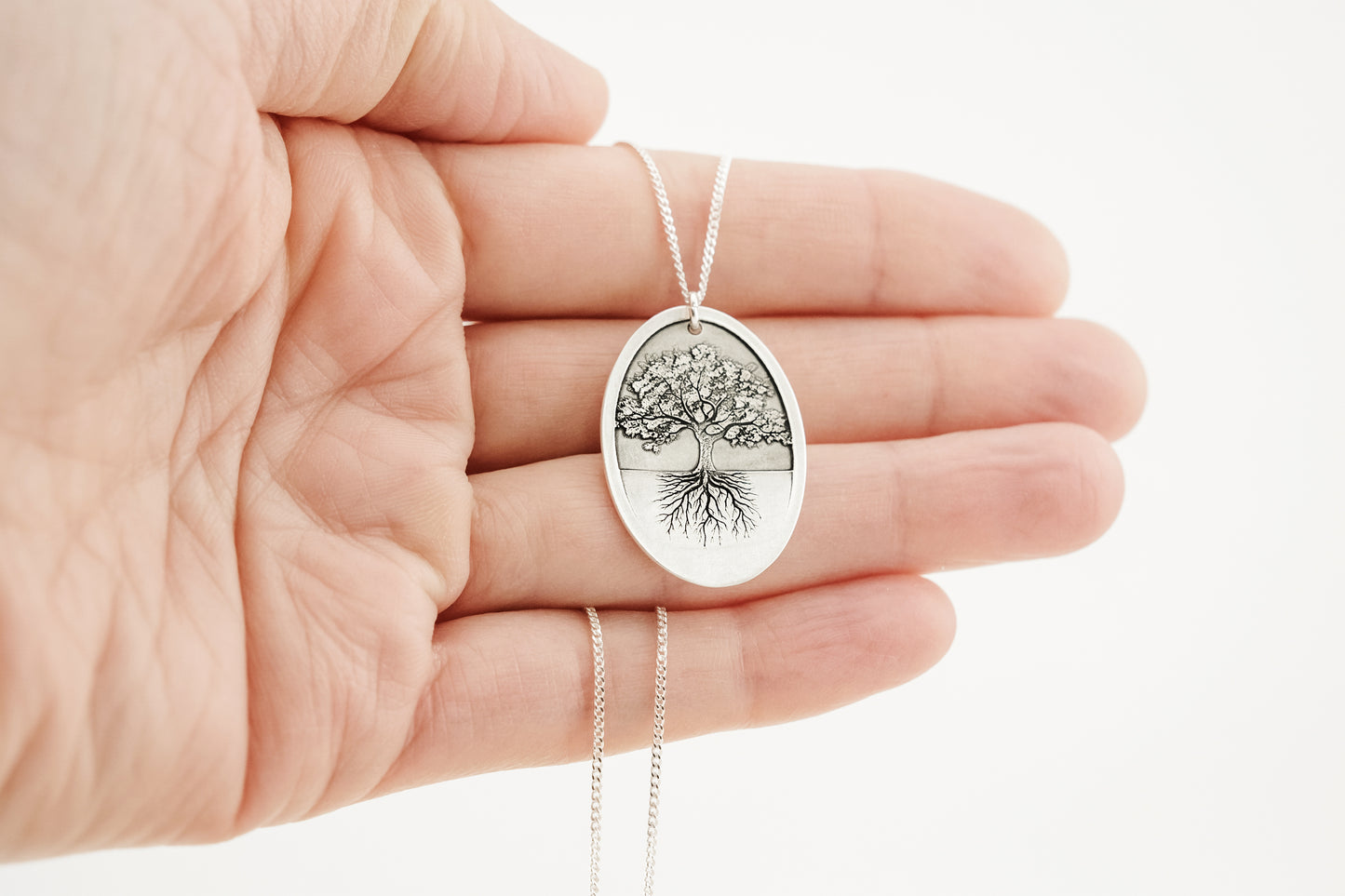Necklace, Engraved "Tree with Roots" Necklace