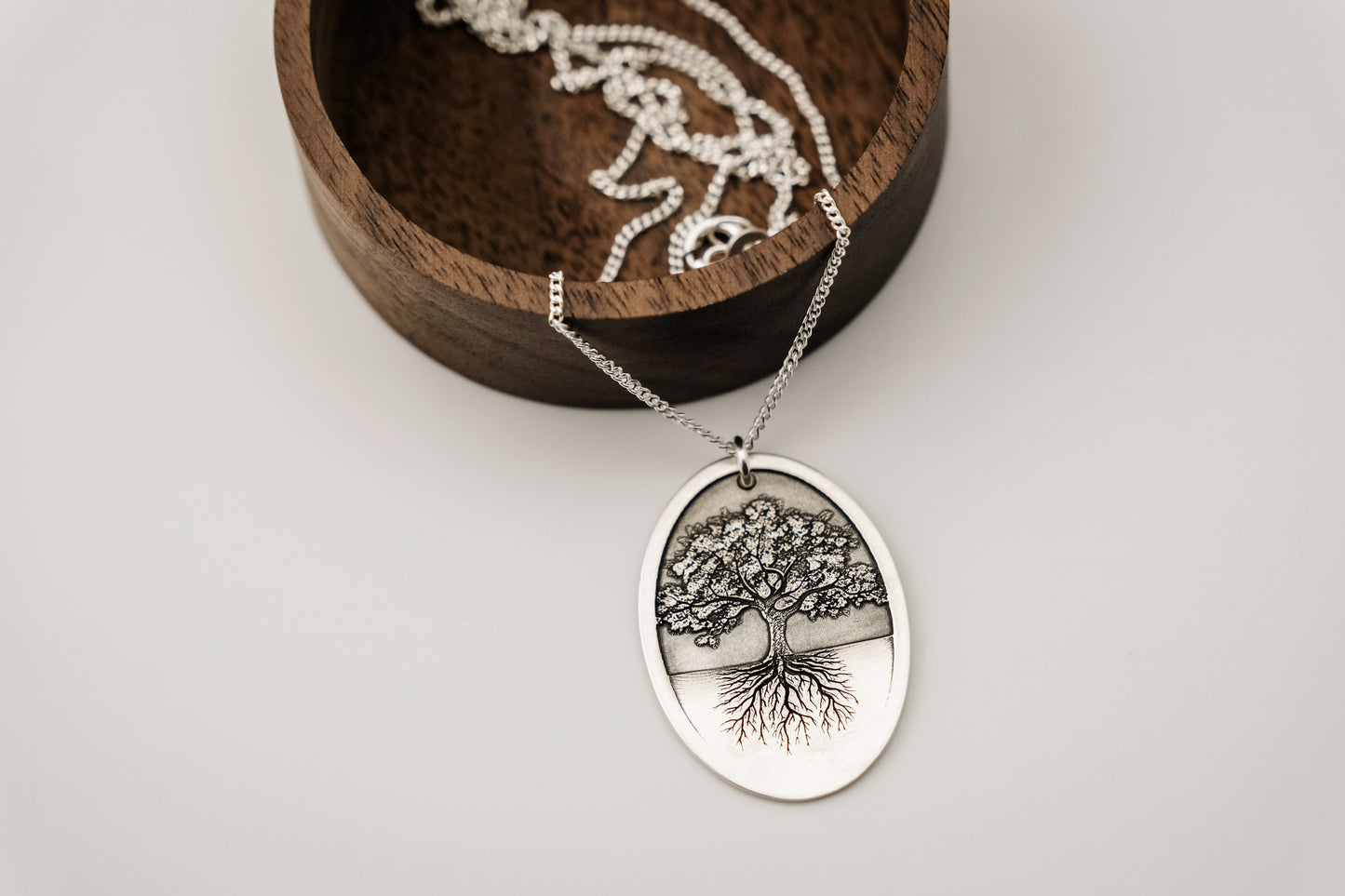 Necklace, Engraved "Tree with Roots" Necklace