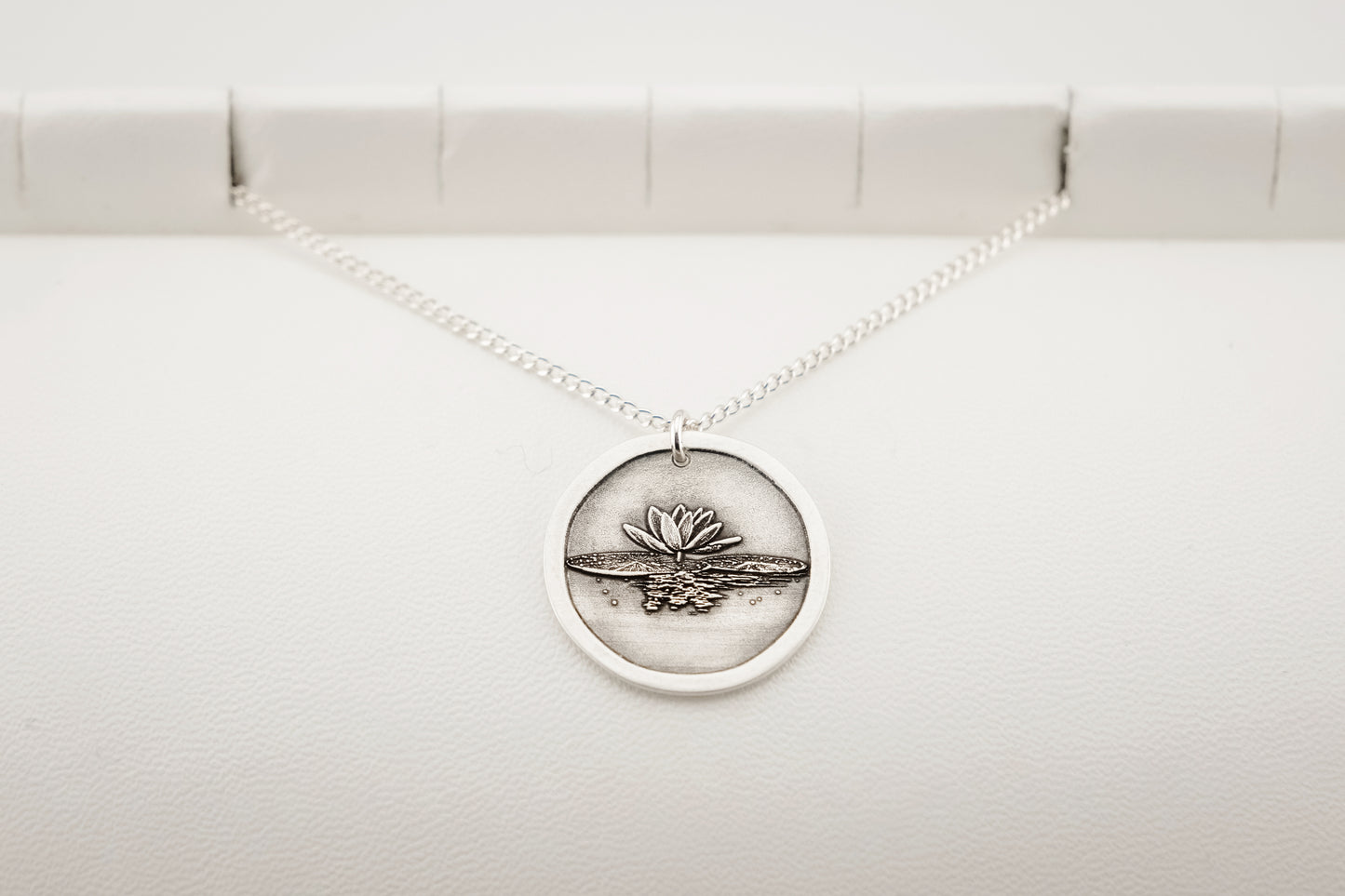 Necklace, Engraved Water Lily Necklace