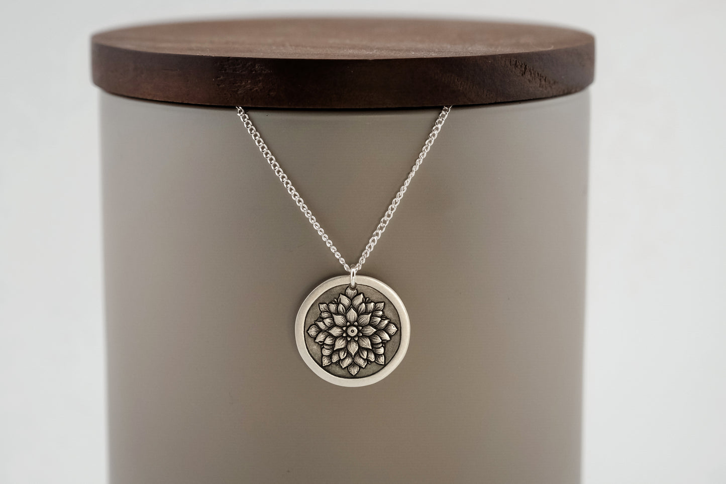 Necklace, Engraved Gothic Flower Necklace