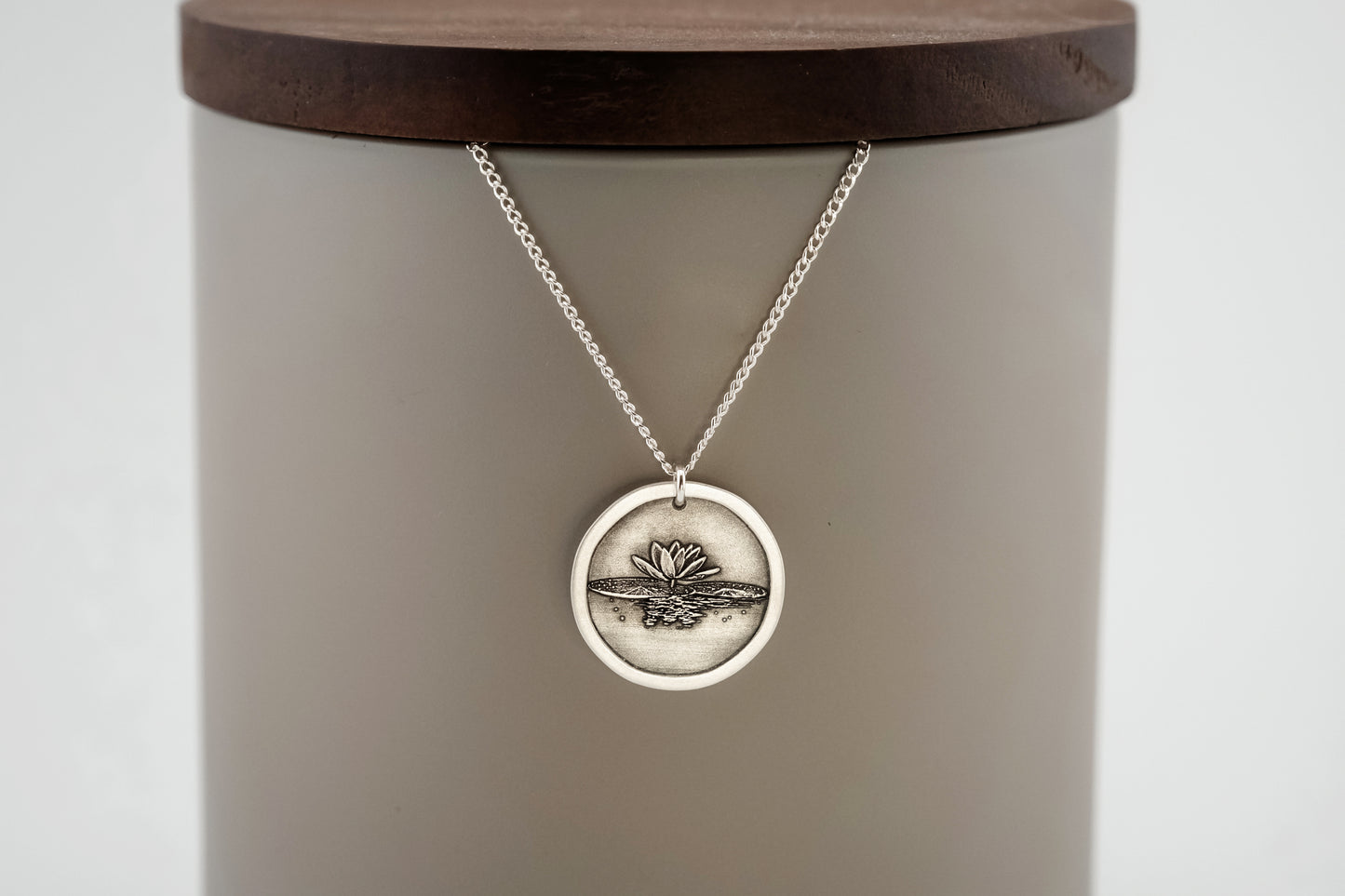 Necklace, Engraved Water Lily Necklace