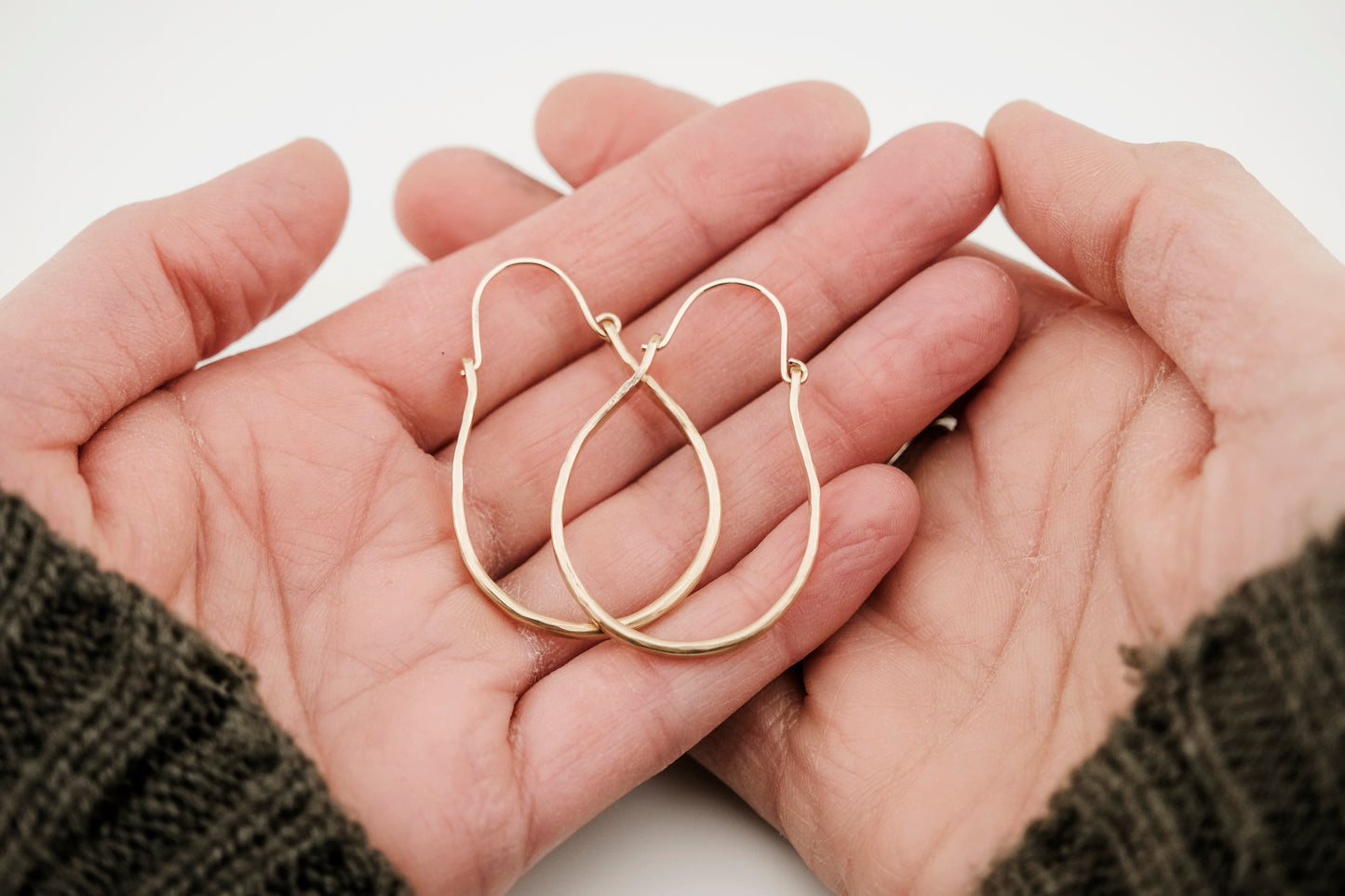 Earrings, Hammered 14k Gold Fill Hinged Hoops