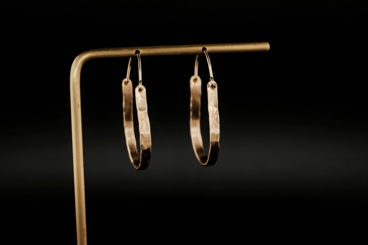 Earrings, Hammered 14k Gold Fill Hinged Hoops