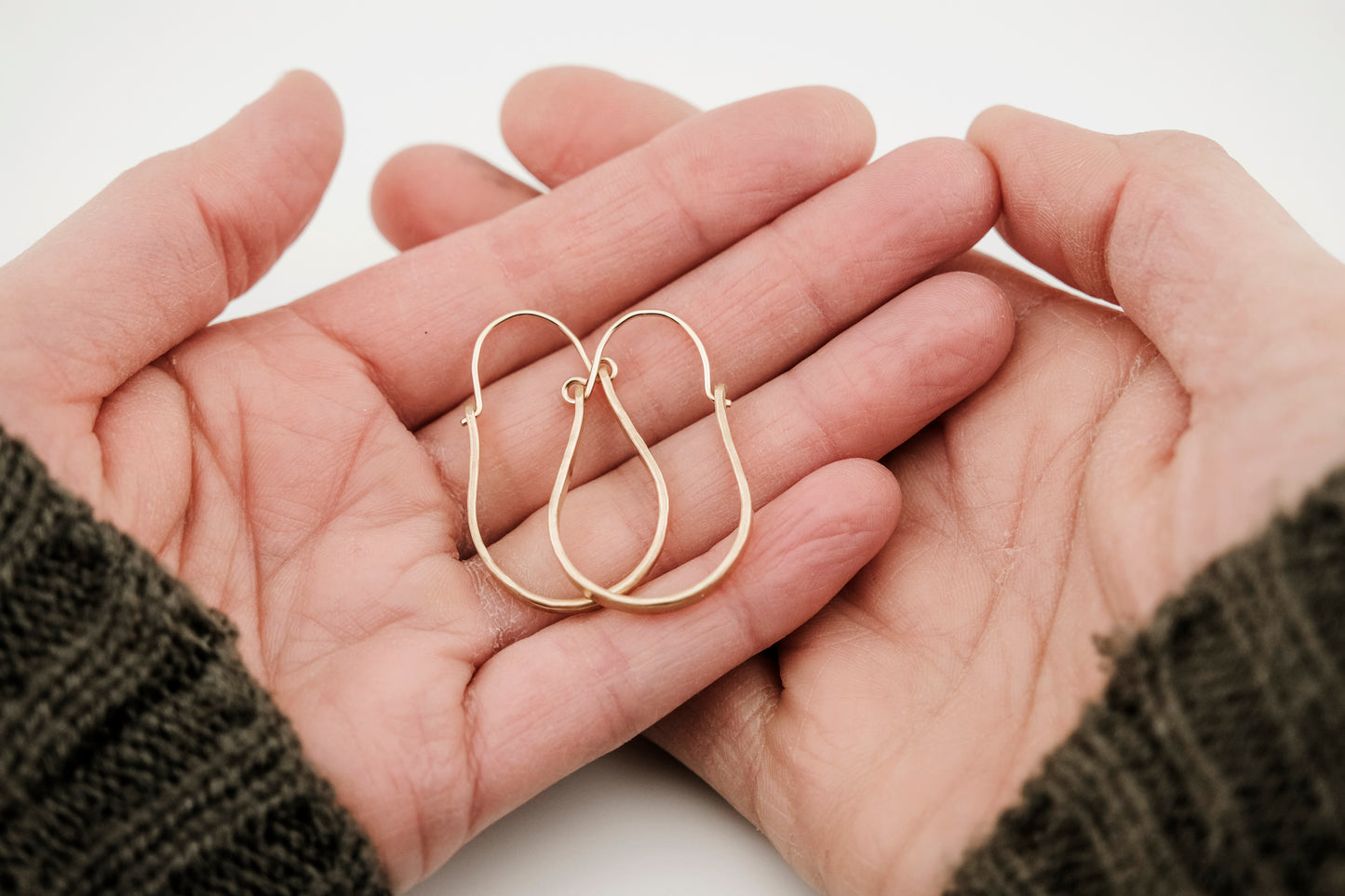 Earrings, Hammered 14k Gold Fill Hinged Hoops