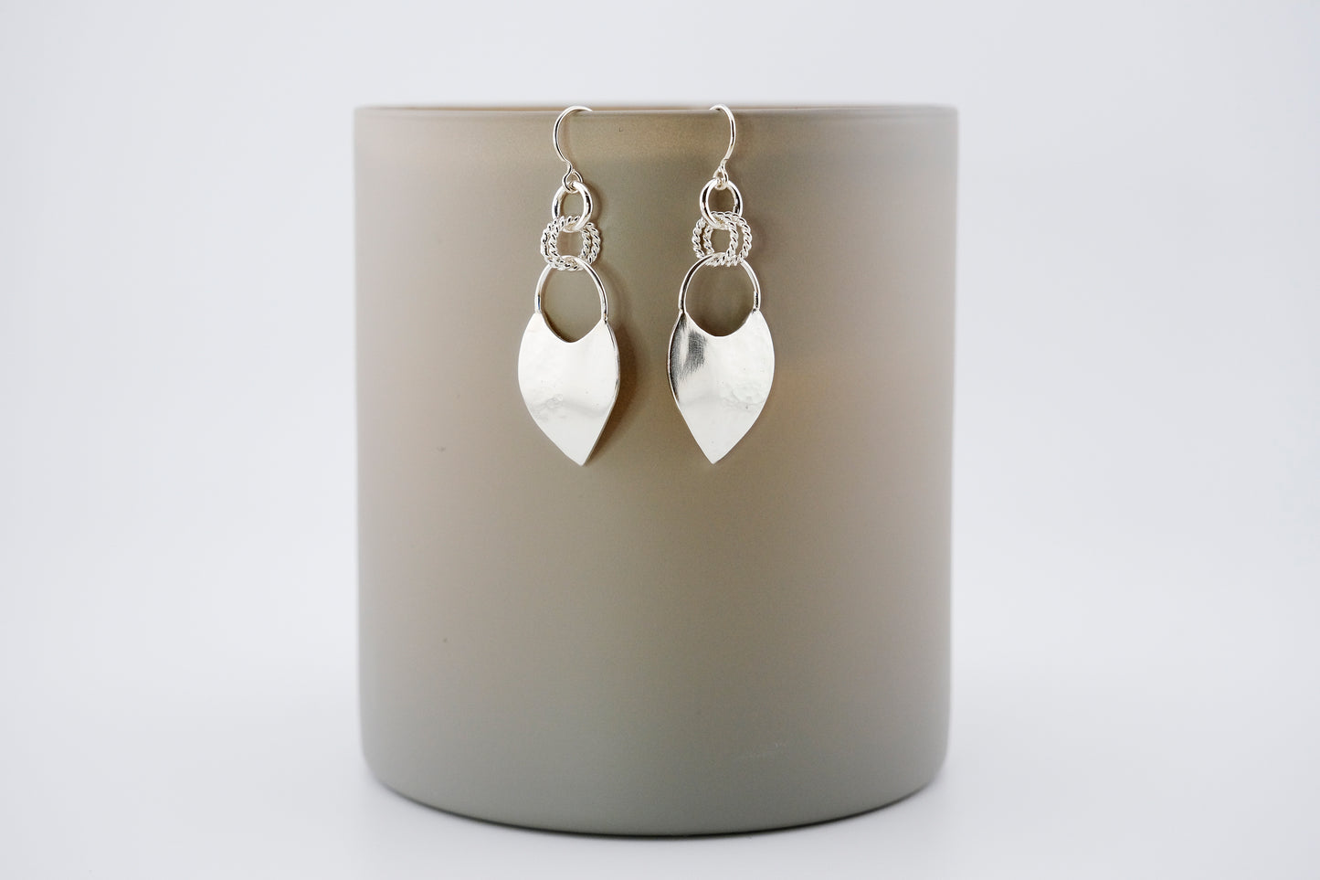 Earrings, Hammered Shield Silver Statement Earrings