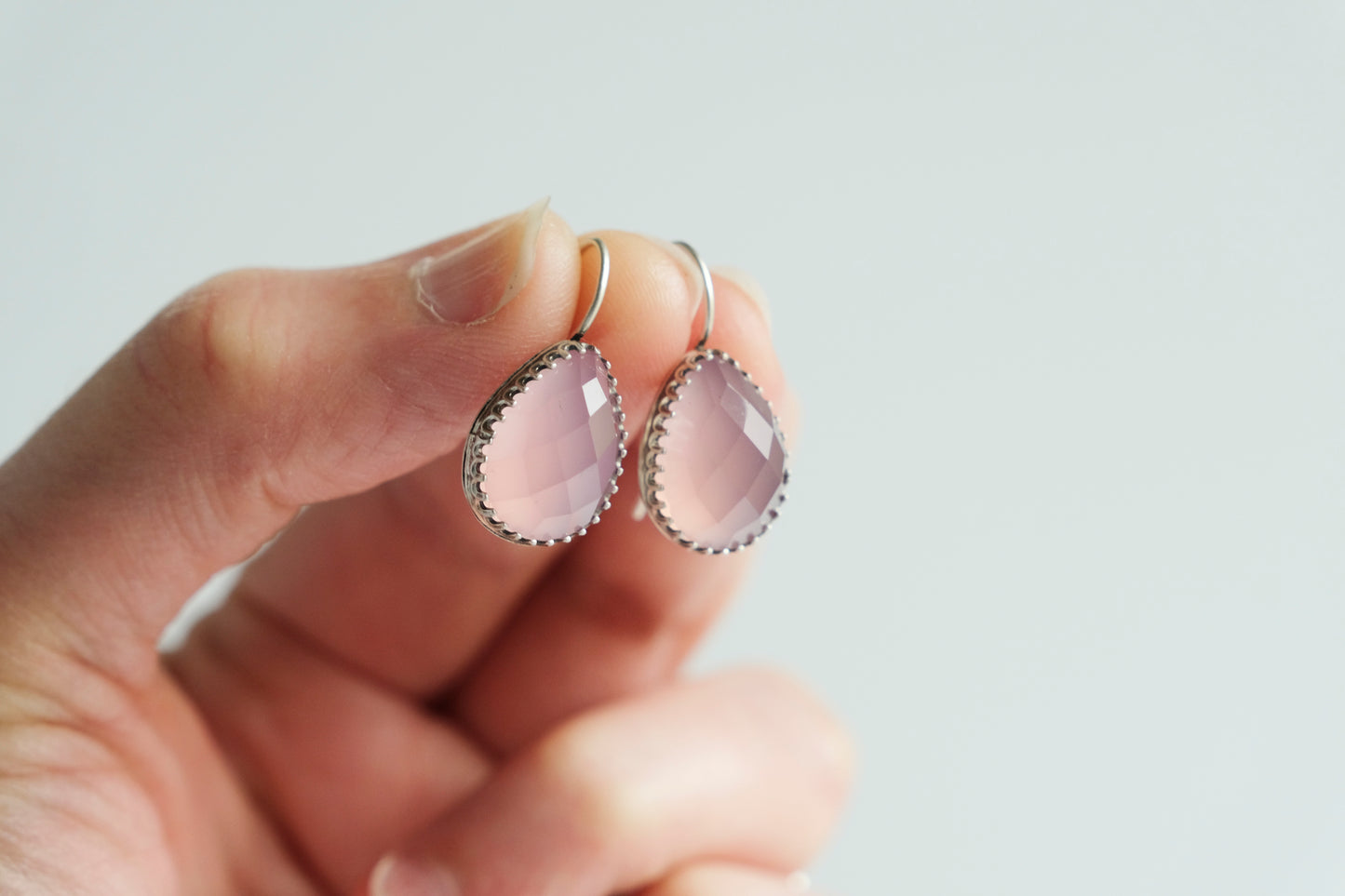 Earrings, Lavender Chalcedony Drop Earrings
