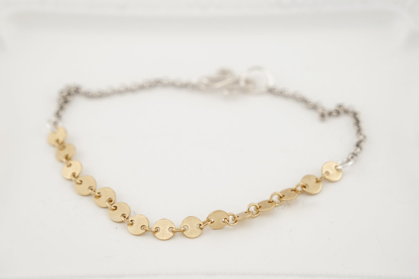 Bracelet, Sequin and Rolo Chain Bracelet (Mixed Metals)