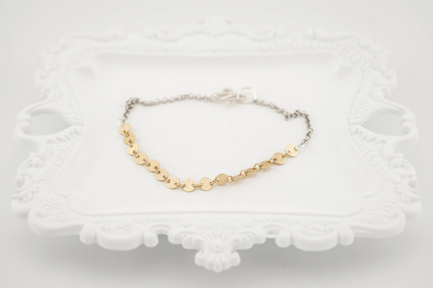 Bracelet, Sequin and Rolo Chain Bracelet (Mixed Metals)