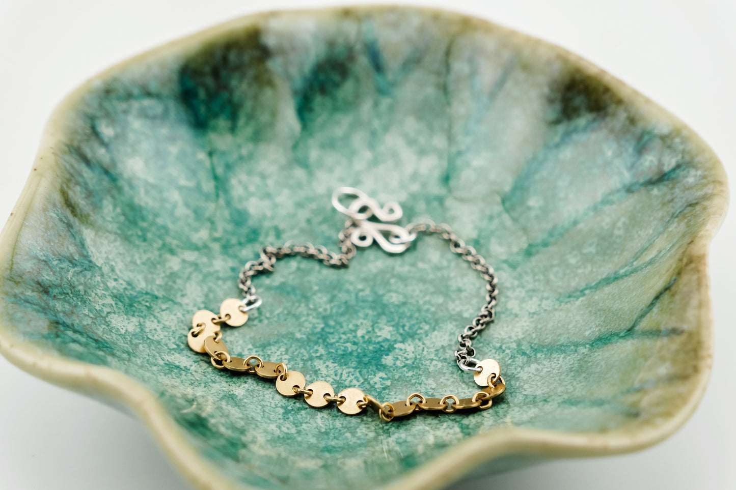 Bracelet, Sequin and Rolo Chain Bracelet (Mixed Metals)