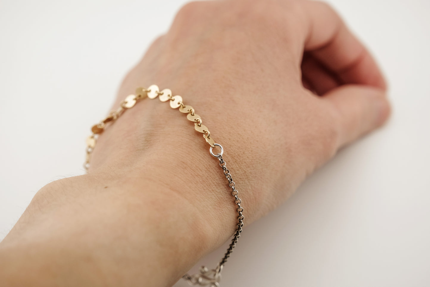 Bracelet, Sequin and Rolo Chain Bracelet (Mixed Metals)