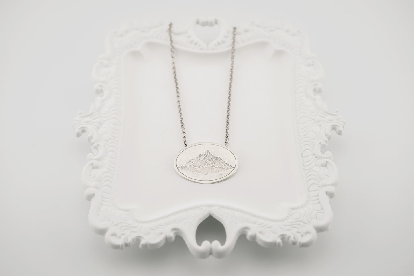 Necklace, Engraved "Mountain Peaks" Necklace with hidden bail