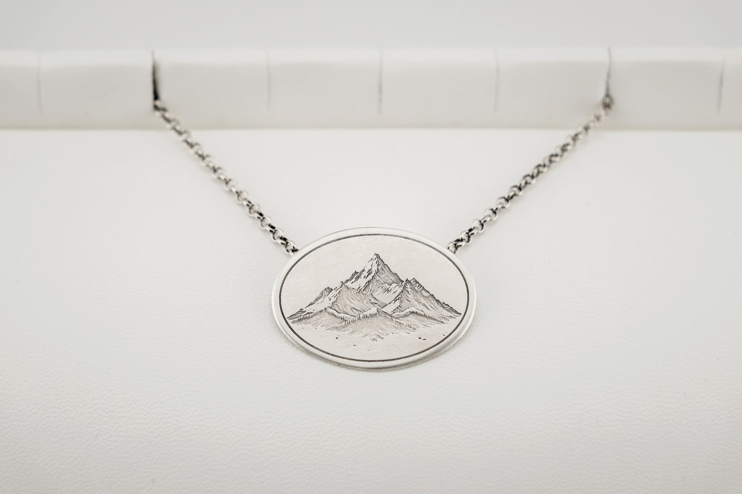 Necklace, Engraved "Mountain Peaks" Necklace with hidden bail