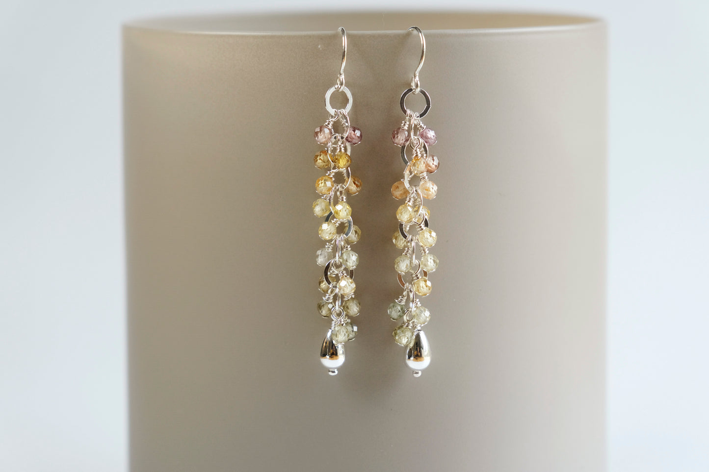 Earrings, Natural Zircon Waterfall Dangle Earrings