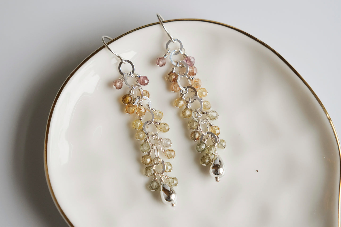 Earrings, Natural Zircon Waterfall Dangle Earrings