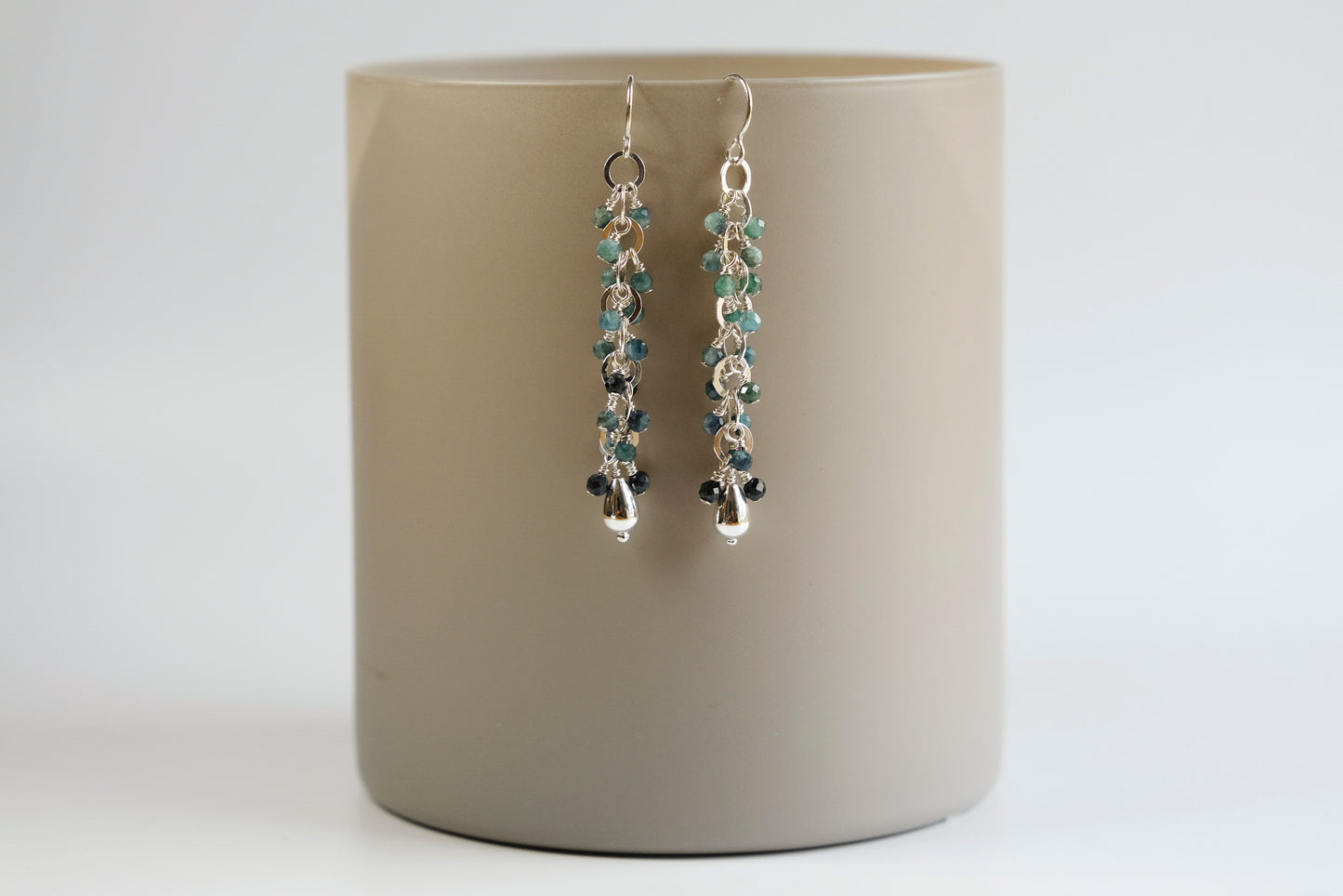 Earrings, Paraiba Blue Tourmaline Waterfall Dangle Earrings