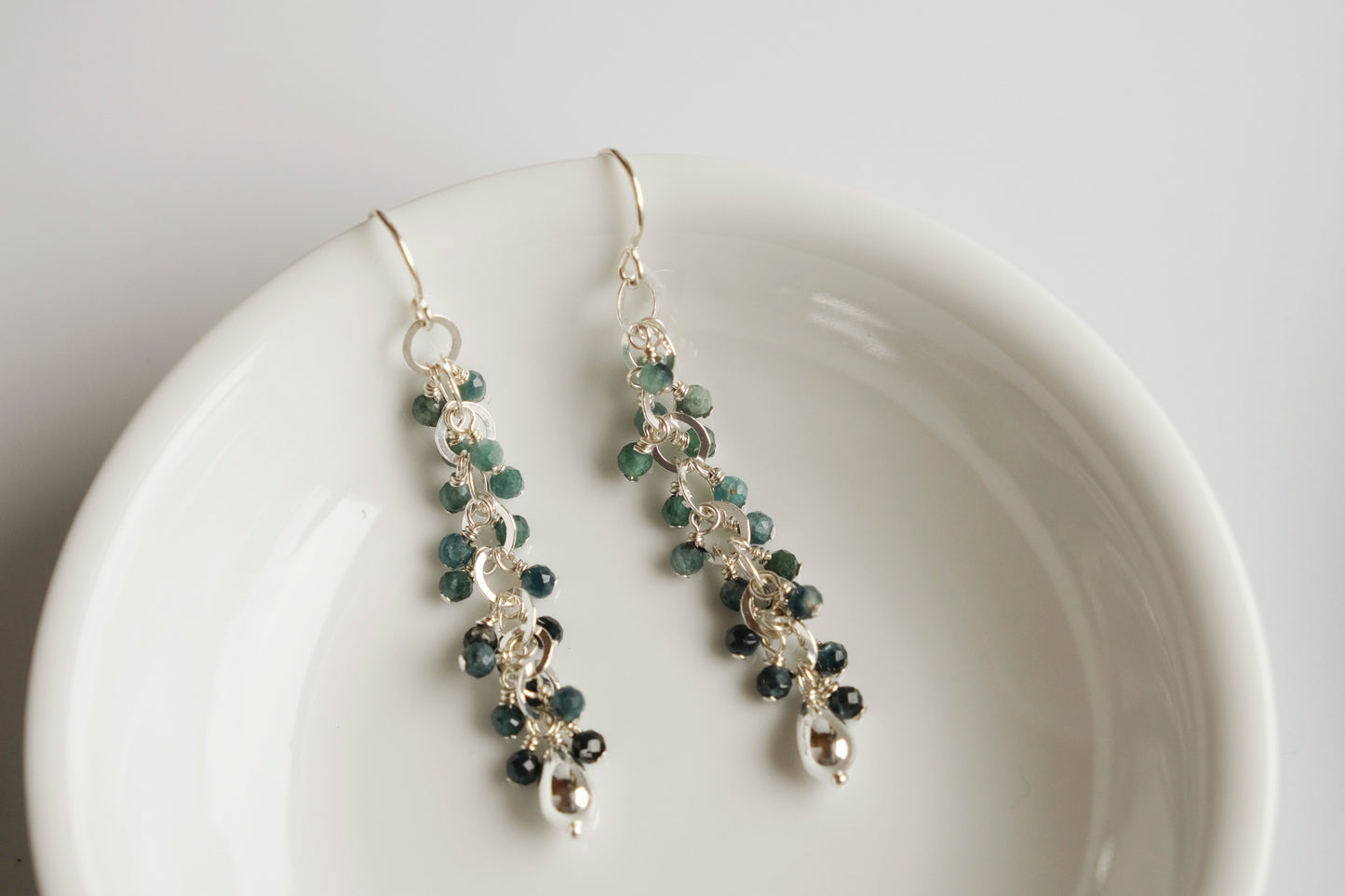 Earrings, Paraiba Blue Tourmaline Waterfall Dangle Earrings