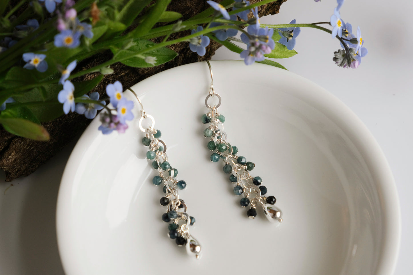 Earrings, Paraiba Blue Tourmaline Waterfall Dangle Earrings