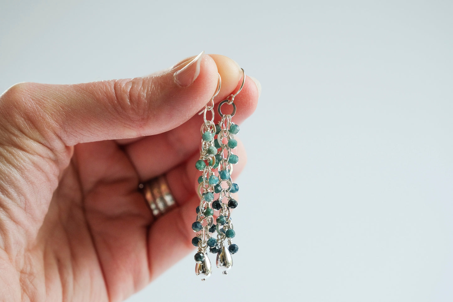 Earrings, Paraiba Blue Tourmaline Waterfall Dangle Earrings
