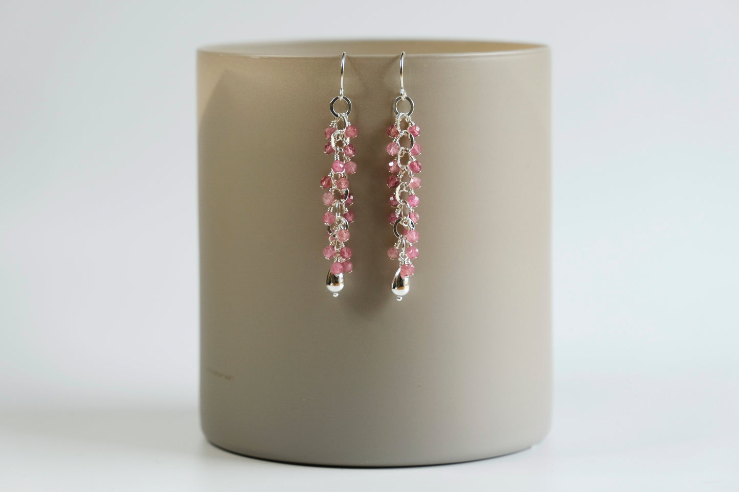 Earrings, Pink Tourmaline Waterfall Dangle Earrings