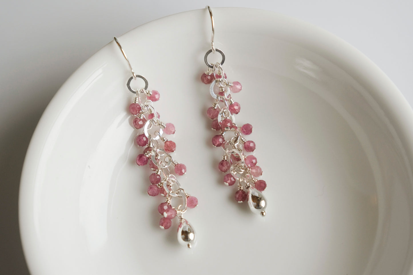 Earrings, Pink Tourmaline Waterfall Dangle Earrings