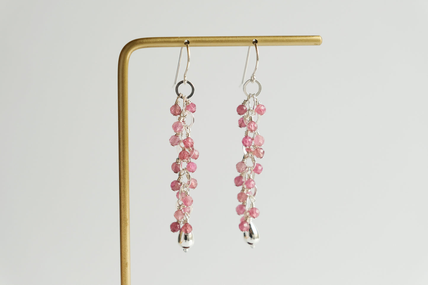 Earrings, Pink Tourmaline Waterfall Dangle Earrings