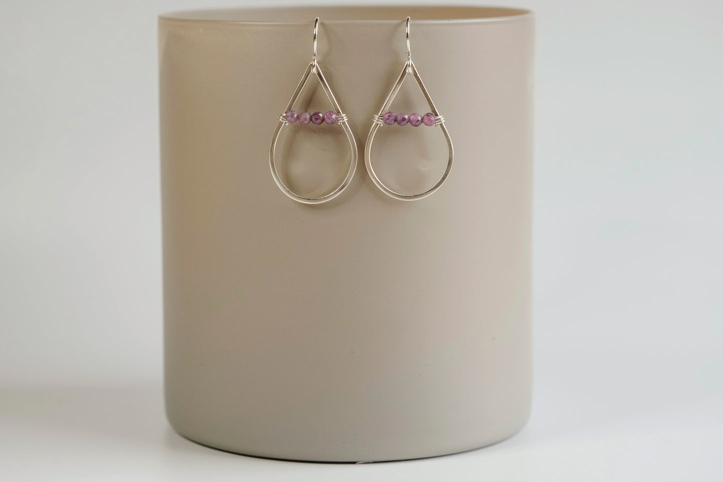 Earrings, Purple Ruby Wrapped Teardrop Earrings