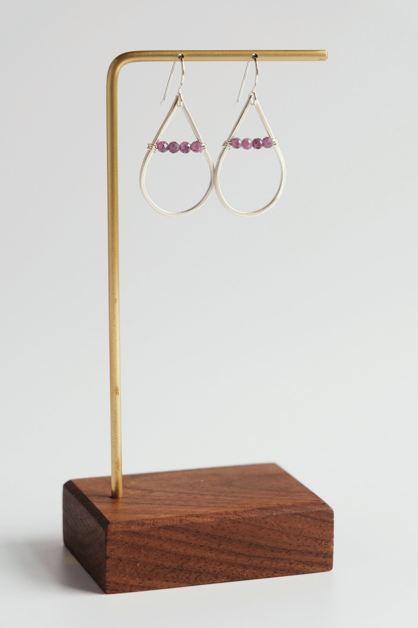 Earrings, Purple Ruby Wrapped Teardrop Earrings