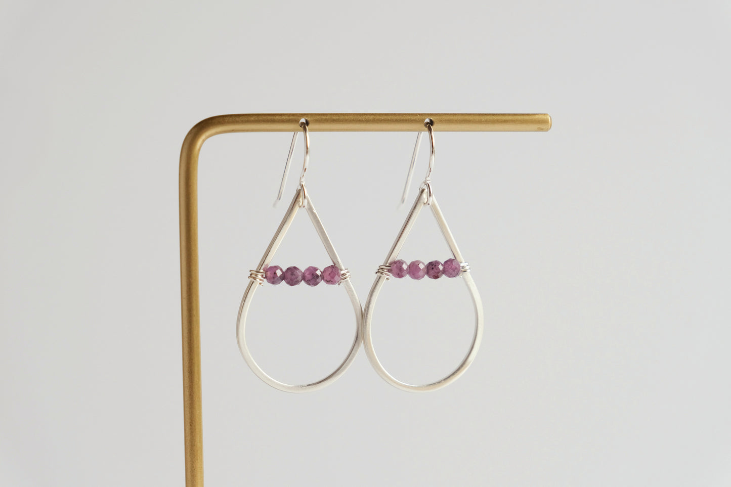 Earrings, Purple Ruby Wrapped Teardrop Earrings