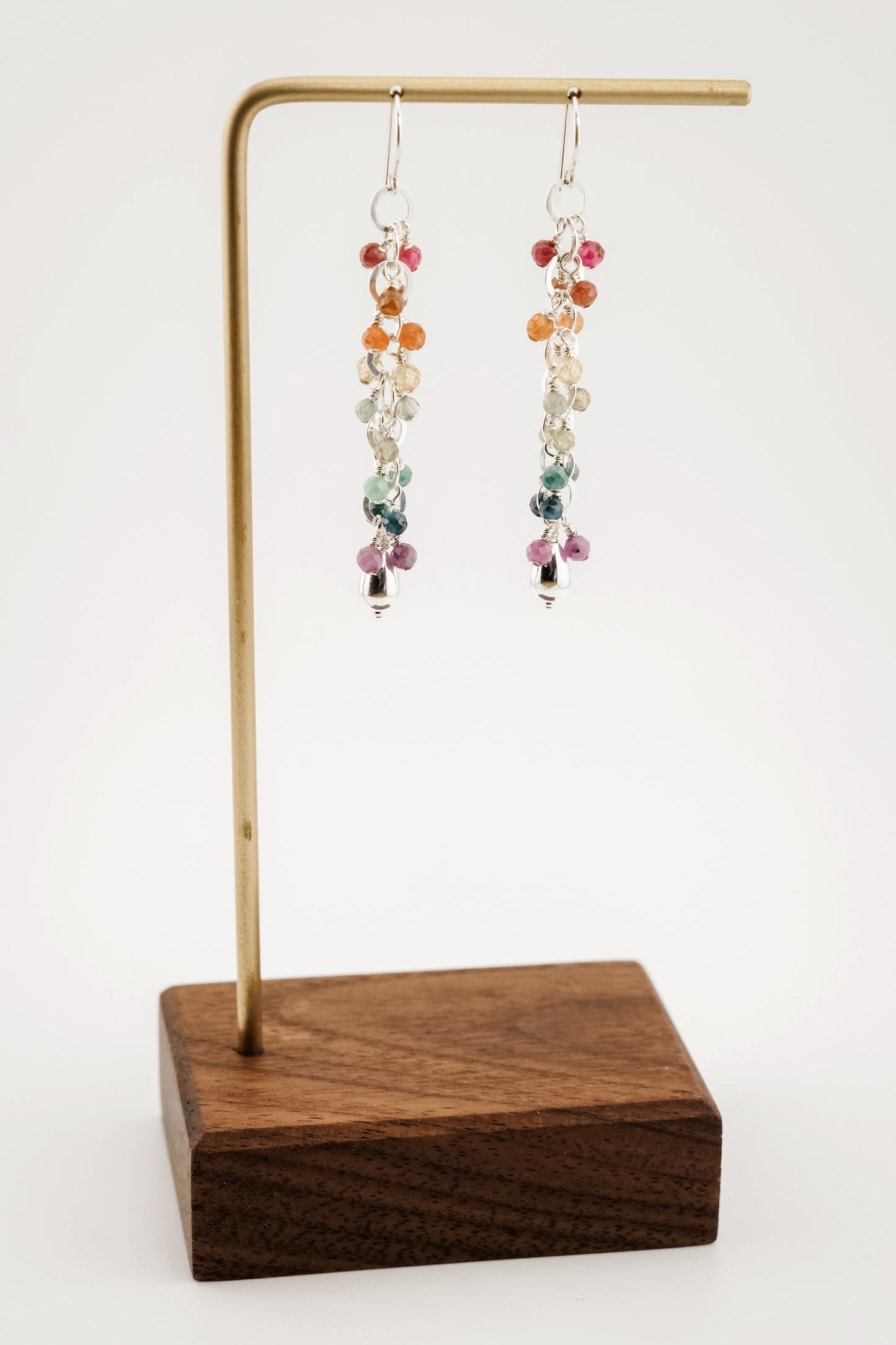 Earrings, Rainbow Gemstone Waterfall Dangle Earrings