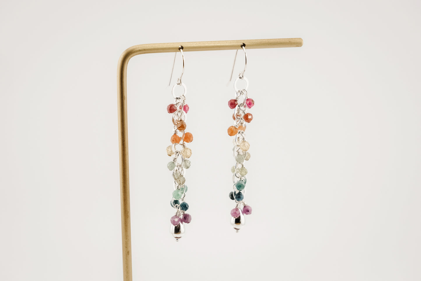 Earrings, Rainbow Gemstone Waterfall Dangle Earrings