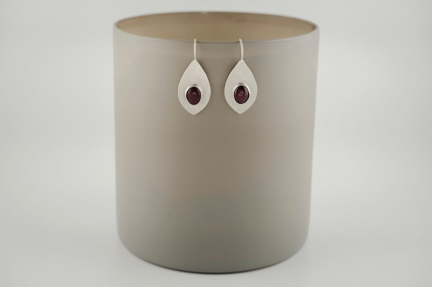 Earrings, Ruby Drop Earrings in Silver